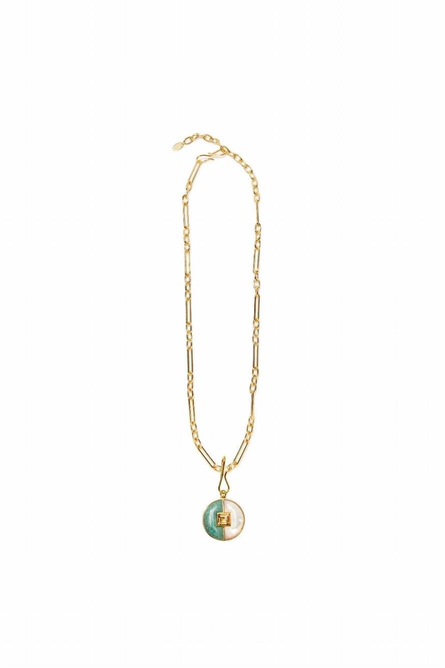 NEW LIZZIE FORTUNATO women's porto pendant necklace in new wave